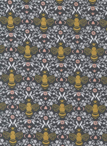Midnight In The Garden Queen Bee By Sweetfire Road For Moda Charcoal / Gold