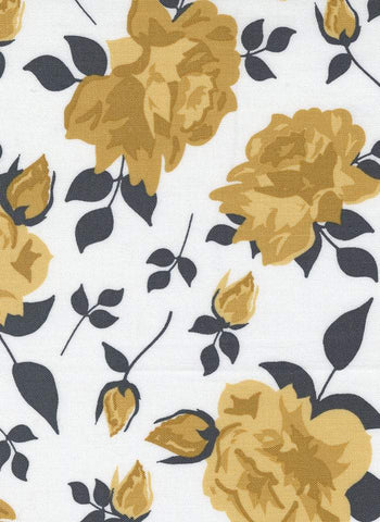 Midnight In The Garden Vintage Roses By Sweetfire Road For Moda White / Gold