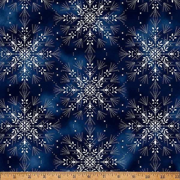Midnight Perch Large Snowflakes Midnight / Silver