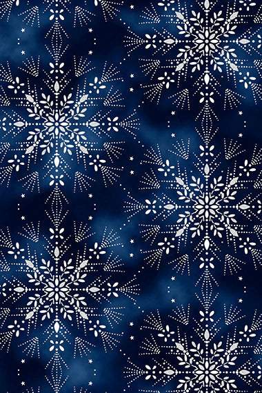 Midnight Perch Large Snowflakes Midnight / Silver
