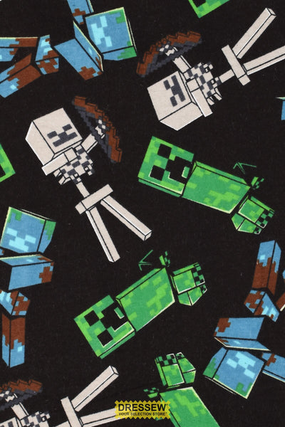 Minecraft Mob Spawn Flannelette Black / Multi