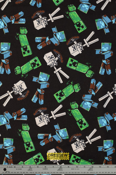 Minecraft Mob Spawn Flannelette Black / Multi