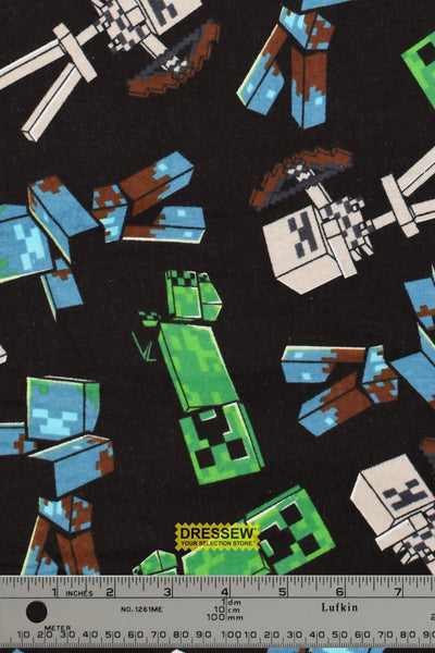 Minecraft Mob Spawn Flannelette Black / Multi