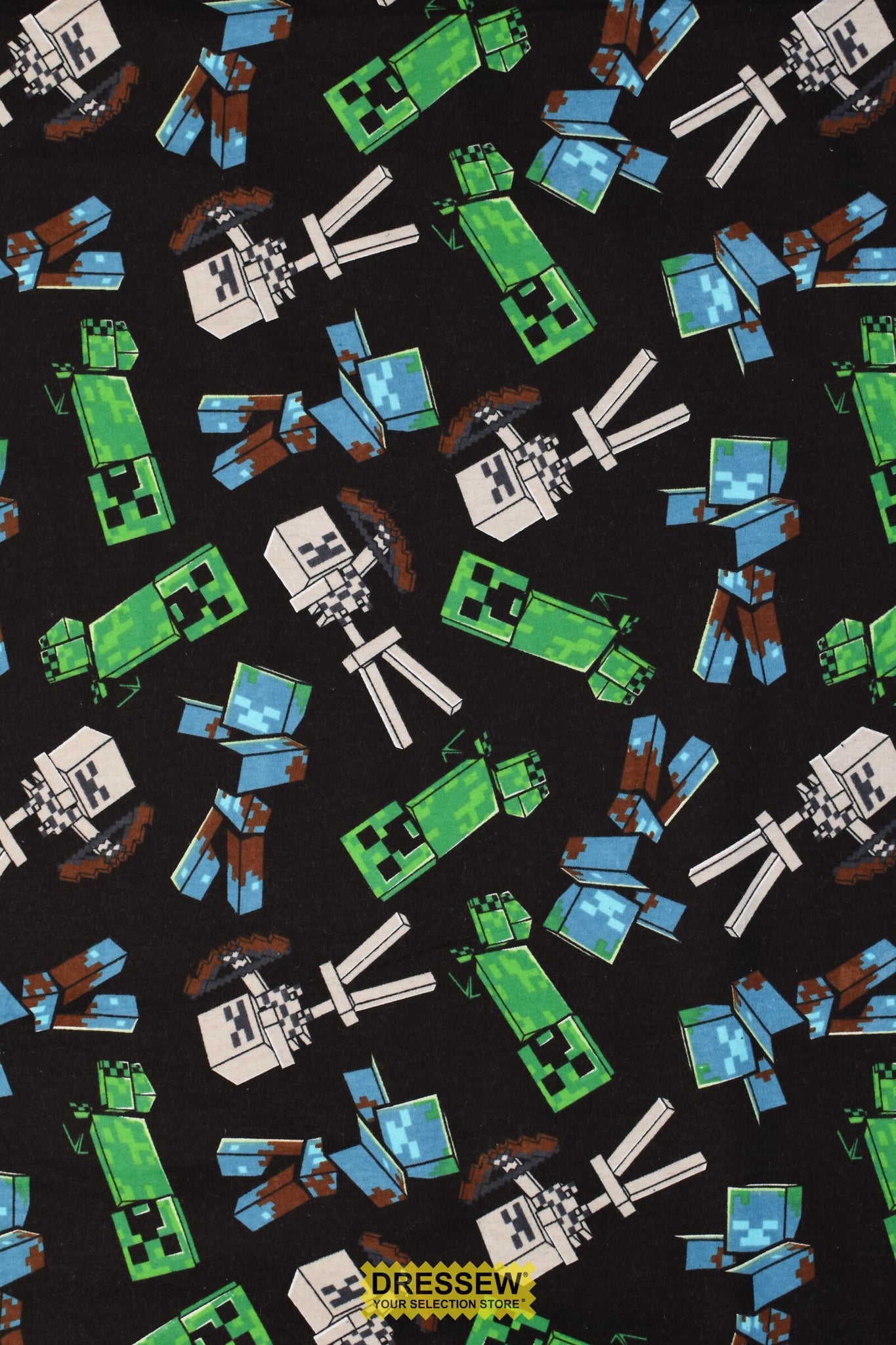 Minecraft Mob Spawn Flannelette Black / Multi