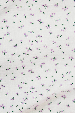 Mini Flower Double Gauze White / Lilac