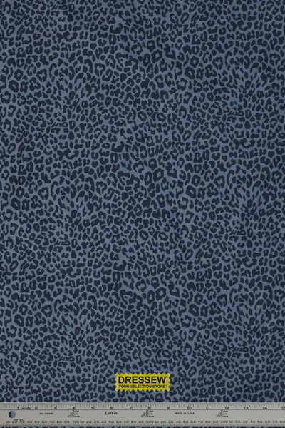 Mini Leopard Print Flannel Denim / Navy