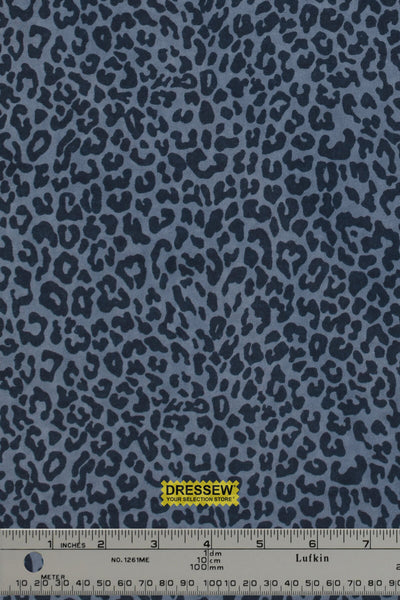 Mini Leopard Print Flannel Denim / Navy