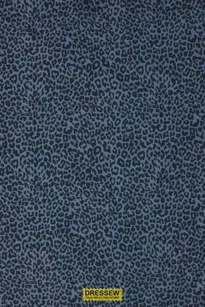 Mini Leopard Print Flannel Denim / Navy