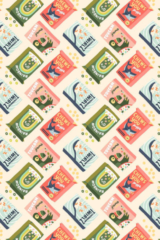 Mini Market Cereously Fun By Beth Gray For Cotton + Steel Green / Salmon