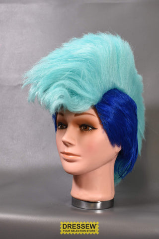 Mohawk Punk Wig Light Blue / Dark Blue