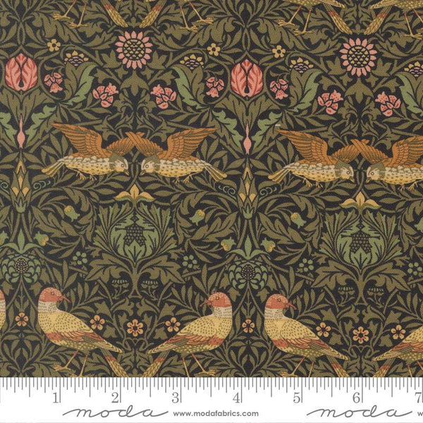 Morris Muse Damask Birds By Barbara Brackman For Moda Ebony