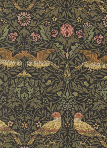 Morris Muse Damask Birds By Barbara Brackman For Moda Ebony