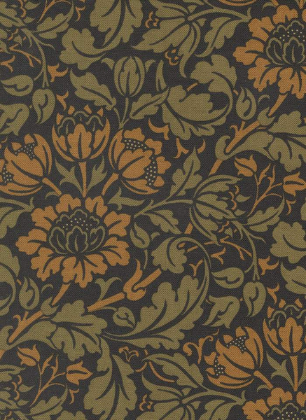 Morris Muse Flowering Scroll By Barbara Brackman For Moda Ebony