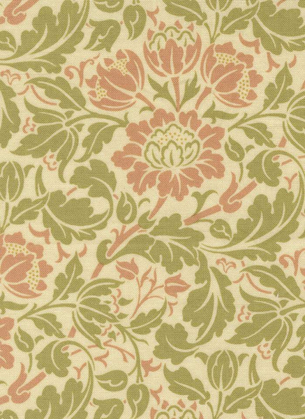 Morris Muse Flowering Scroll By Barbara Brackman For Moda Parchment