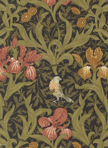 Morris Muse Iris Floral By Barbara Brackman For Moda Ebony