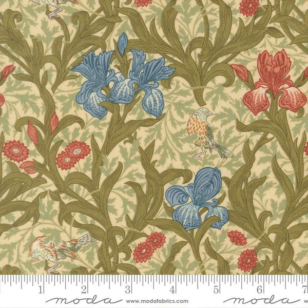 Morris Muse Iris Floral By Barbara Brackman For Moda Parchment