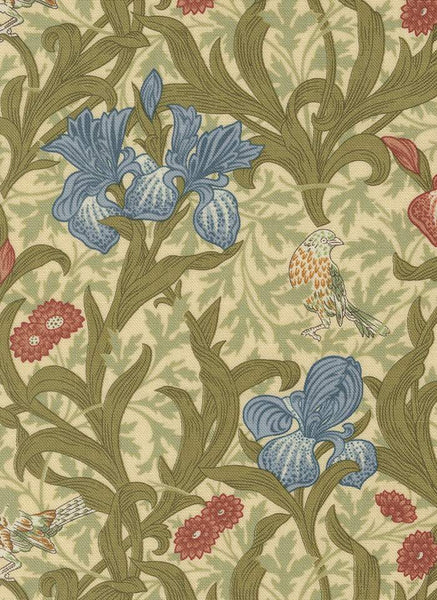 Morris Muse Iris Floral By Barbara Brackman For Moda Parchment