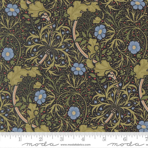 Morris Muse Seaweed Floral By Barbara Brackman For Moda Ebony
