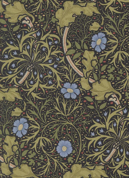 Morris Muse Seaweed Floral By Barbara Brackman For Moda Ebony
