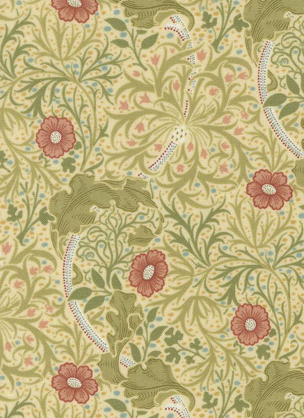 Morris Muse Seaweed Floral By Barbara Brackman For Moda Parchment
