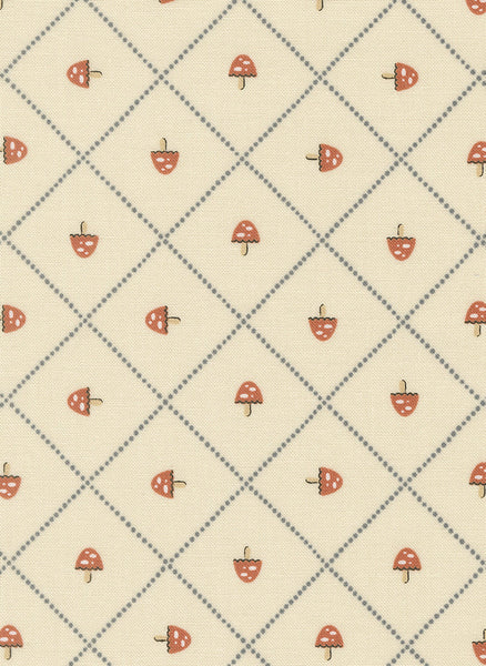 Natures Sketchbook Mushroom & Grid By Elena Amo For Moda Pearl