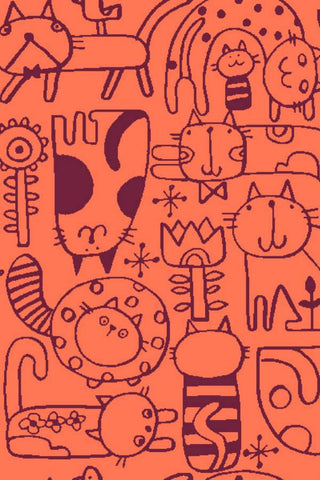 Neko No Yume Nakama By Hitomi Osumi For Cotton + Steel Coral