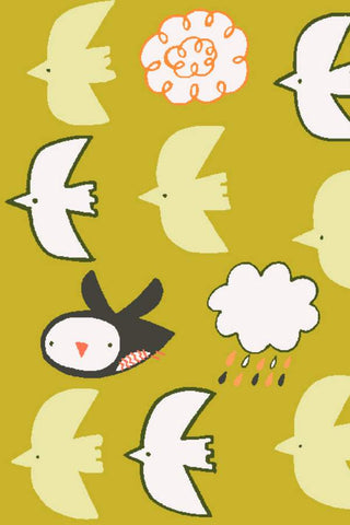 Neko No Yume Sora By Hitomi Osumi For Cotton + Steel Chartreuse