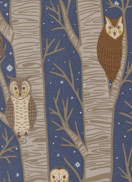 Night Owl Owls & Trees By Gingiber For Moda Dusk