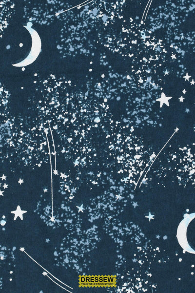 Night Sky Flannelette Marine / White