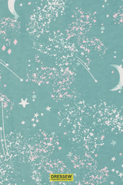 Night Sky Flannelette Seafoam / Multi