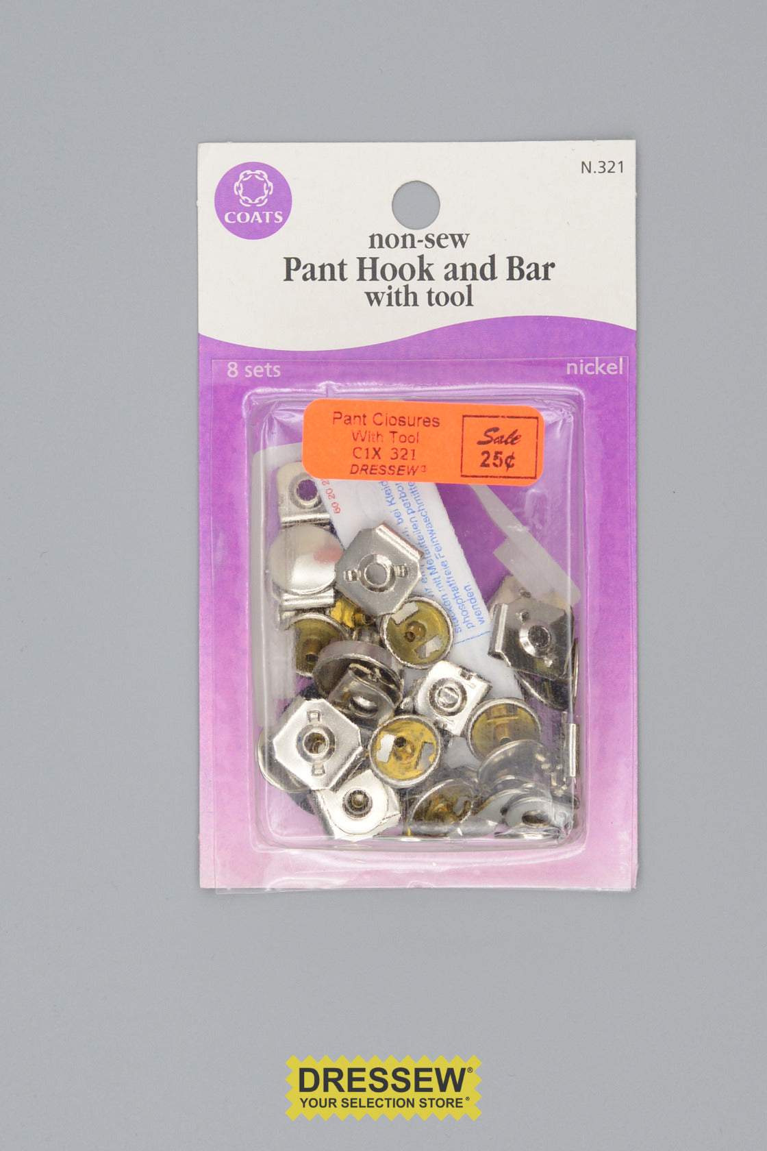 No-Sew Pant Closure Kit Silver