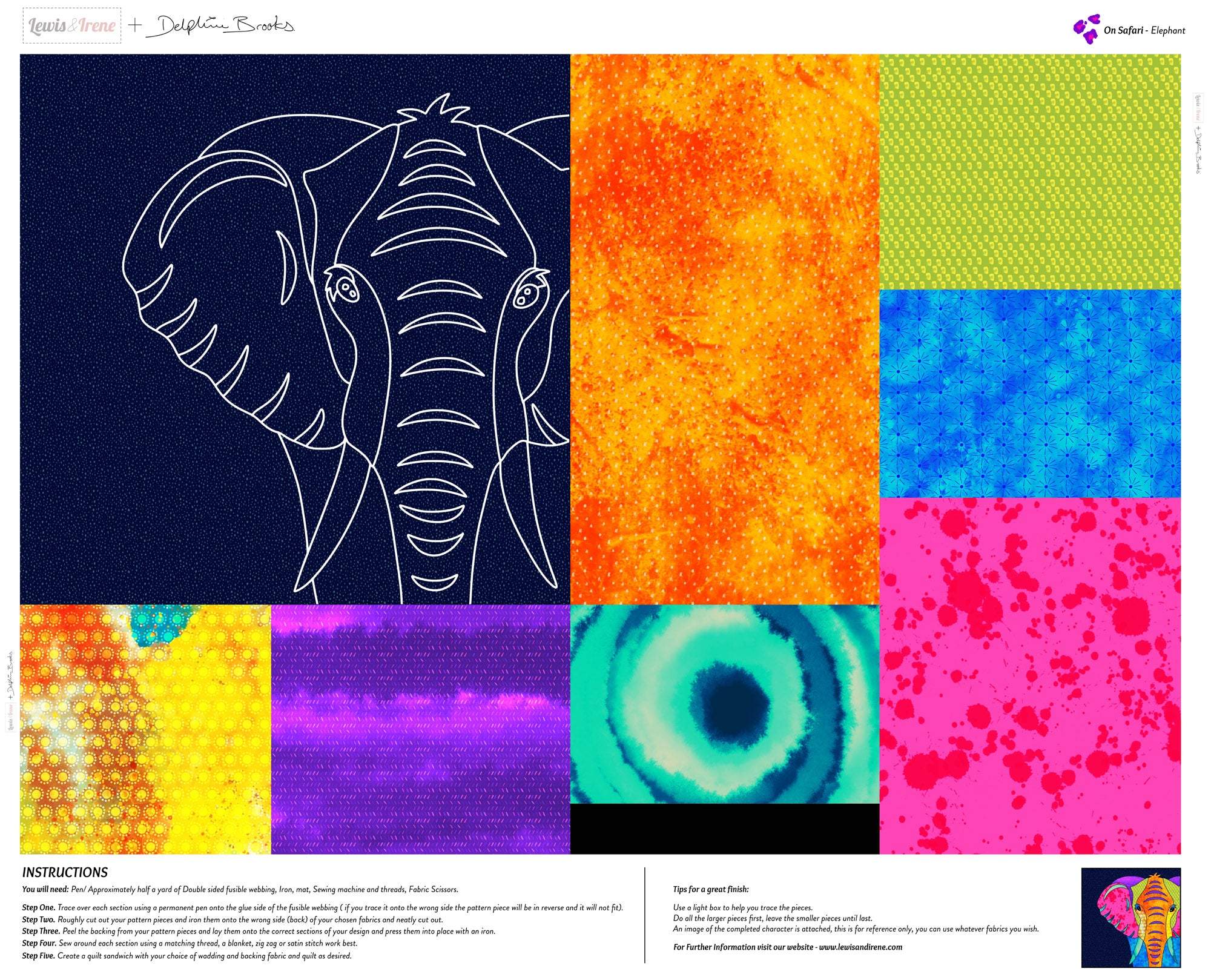 On Safari By Delphine Brooks For Lewis & Irene Elephant Panel