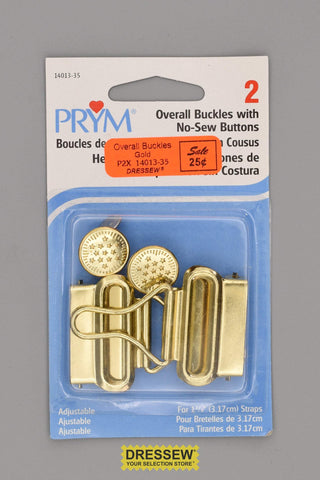 Overall Buckles with No-Sew Buttons Gold