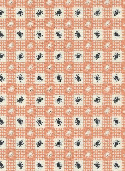Owl-O-Ween Spider Gingham By Urban Chiks For Moda Pumpkin