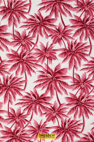 Palm Tree Challis White / Pink