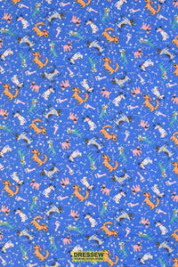 Party Dogs Flannelette Pool Blue / Multi