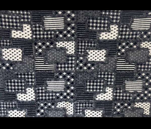 Patchwork Fringe Coating White / Black