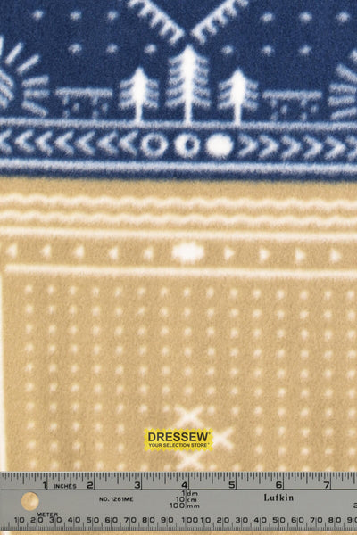 Patchwork Polar Fleece Navy / Chestnut