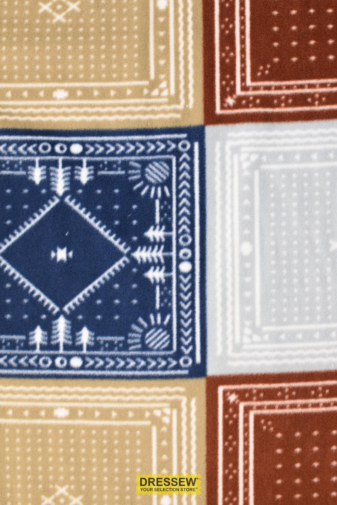 Patchwork Polar Fleece Navy / Chestnut