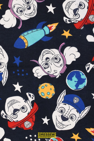Paw Patrol In Space Flannelette Navy / Multi