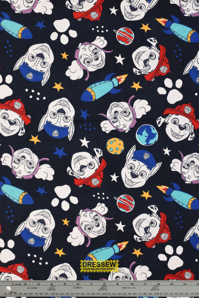 Paw Patrol In Space Flannelette Navy / Multi