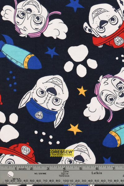 Paw Patrol In Space Flannelette Navy / Multi
