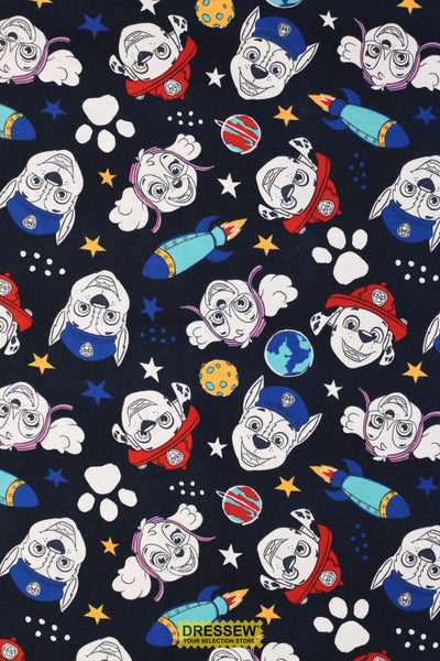 Paw Patrol In Space Flannelette Navy / Multi