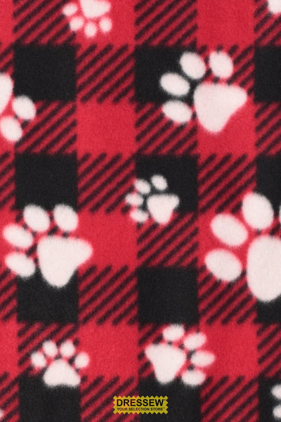 Pawprint Plaid Polar Fleece Red / Black