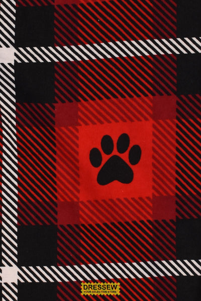 Paws Plaid Flannelette Red / White / Black