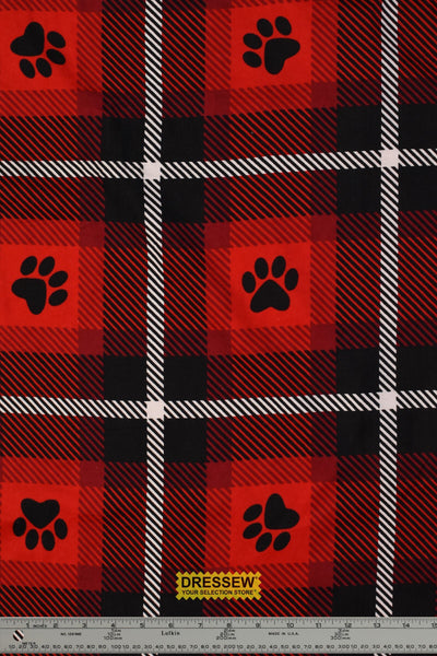 Paws Plaid Flannelette Red / White / Black