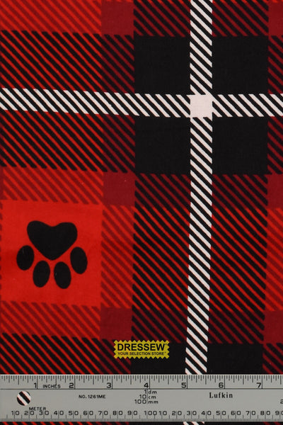 Paws Plaid Flannelette Red / White / Black