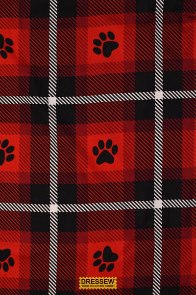 Paws Plaid Flannelette Red / White / Black