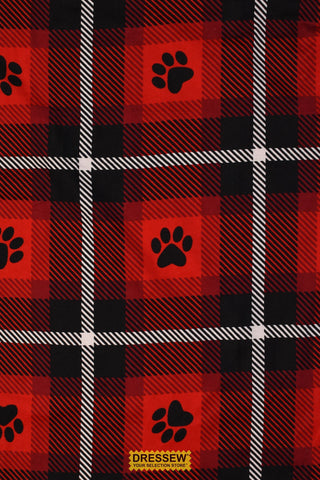 Paws Plaid Flannelette Red / White / Black
