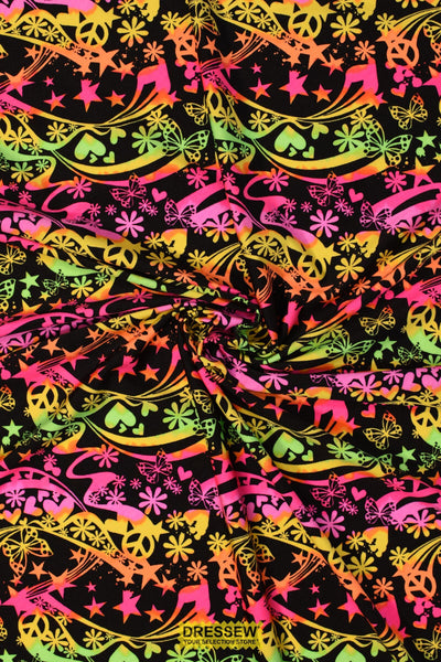 Peace & Love Lycra Black / Pink / Lime
